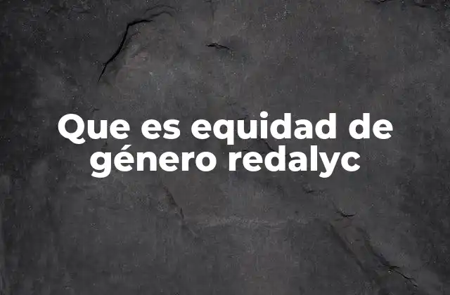 Que es Equidad de Género Redalyc