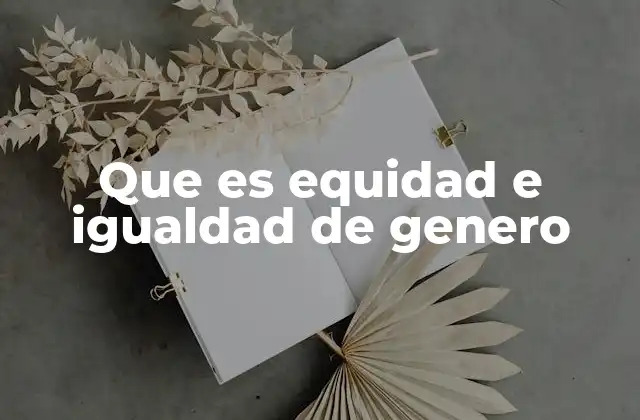 Que es Equidad e Igualdad de Genero