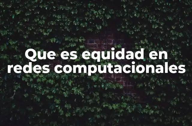 Que es Equidad en Redes Computacionales