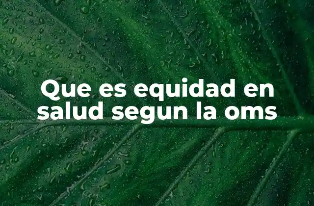 Que es Equidad en Salud Segun la Oms