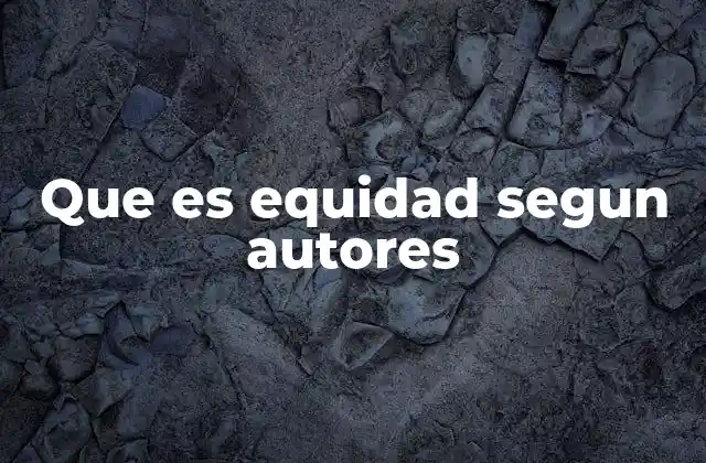 Que es Equidad Segun Autores