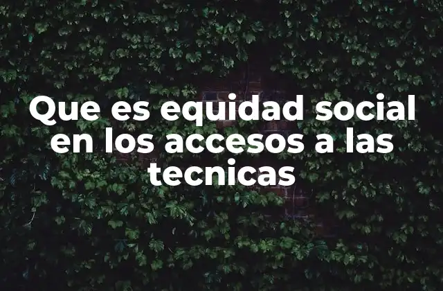 Que es Equidad Social en los Accesos a las Tecnicas
