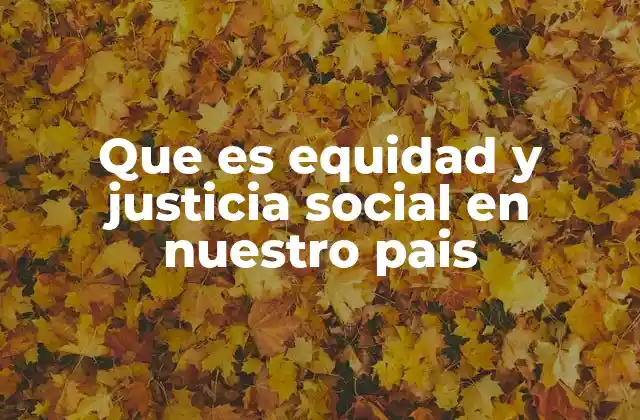 Que es Equidad y Justicia Social en Nuestro Pais
