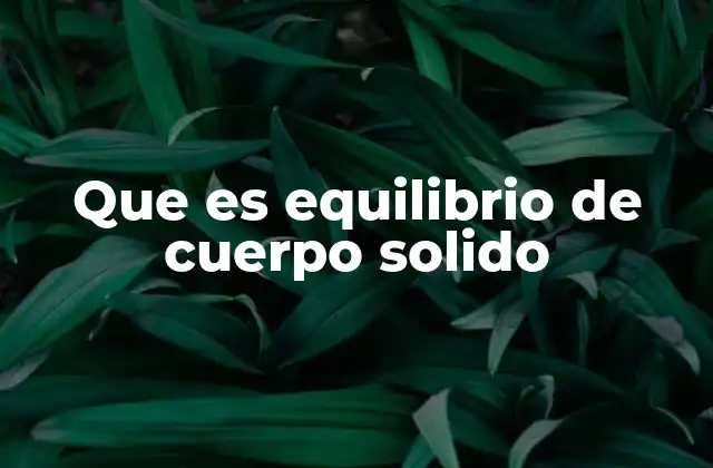 Que es Equilibrio de Cuerpo Solido