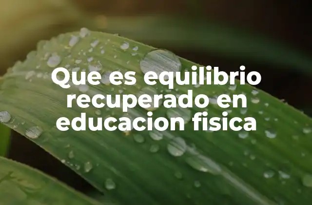 Que es Equilibrio Recuperado en Educacion Fisica