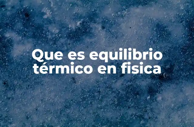 Que es Equilibrio Térmico en Fisica