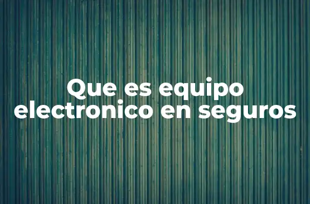 Que es Equipo Electronico en Seguros