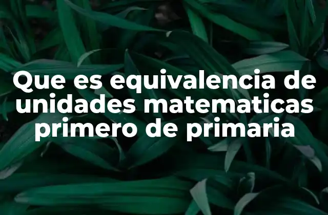 Que es Equivalencia de Unidades Matematicas Primero de Primaria