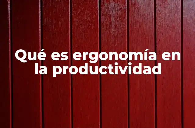 Qué es Ergonomía en la Productividad