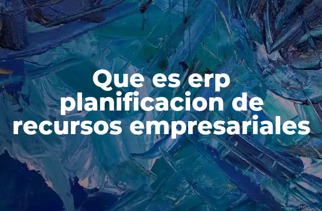 Que es Erp Planificacion de Recursos Empresariales