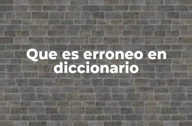 Que es Erroneo en Diccionario