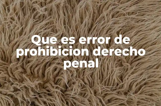Que es Error de Prohibicion Derecho Penal