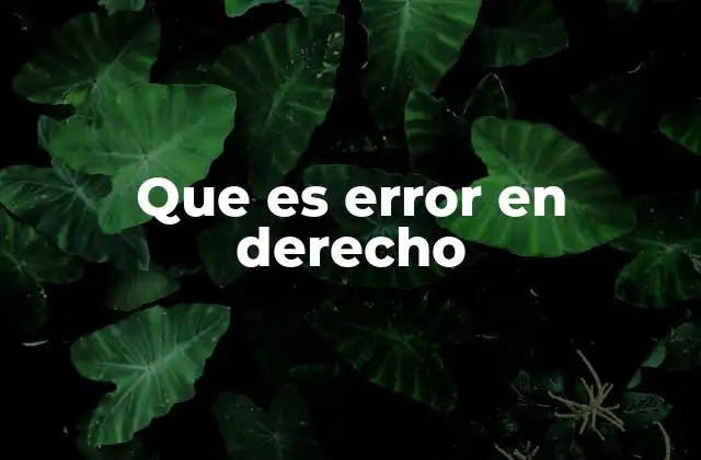 Que es Error en Derecho