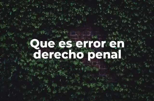Que es Error en Derecho Penal