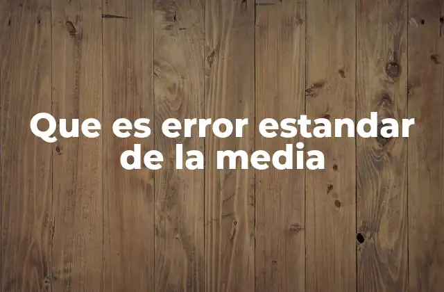 Que es Error Estandar de la Media
