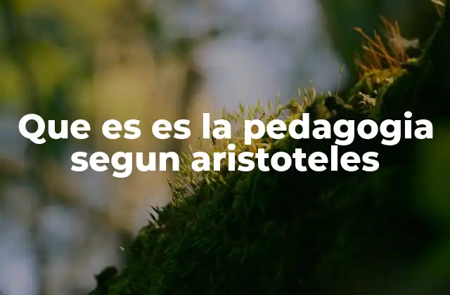 Que es es la Pedagogia Segun Aristoteles