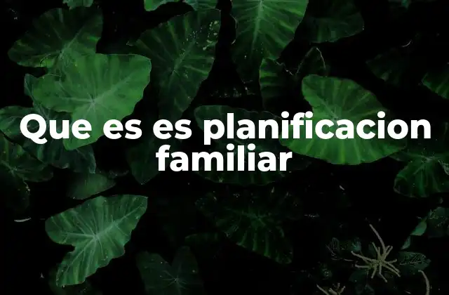 Que es es Planificacion Familiar