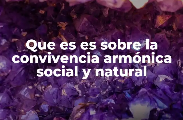Que es es sobre la Convivencia Armónica Social y Natural
