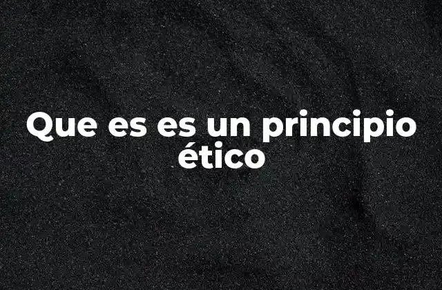 Que es es un Principio Ético