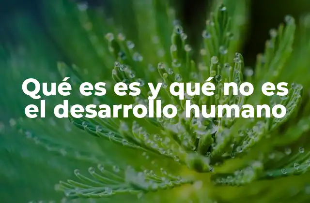 Qué es es y Qué No es el Desarrollo Humano
