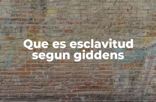 Que es Esclavitud Segun Giddens