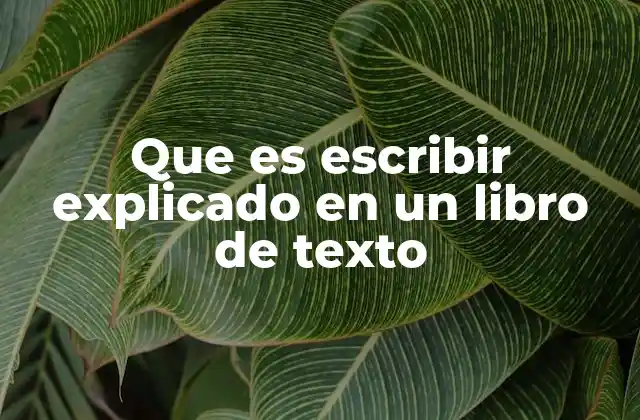 Que es Escribir Explicado en un Libro de Texto