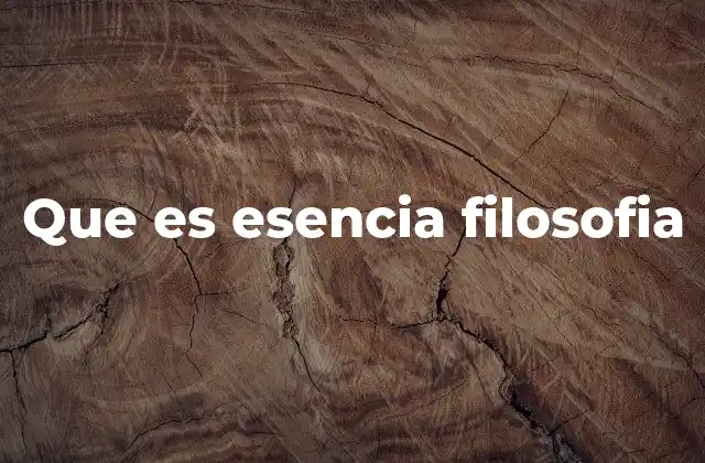 Que es Esencia Filosofia
