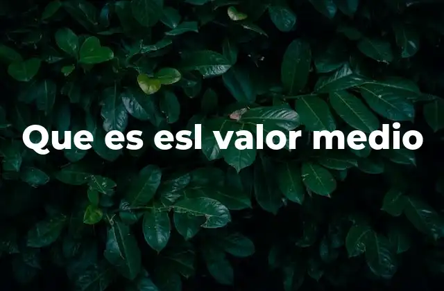 Que es Esl Valor Medio