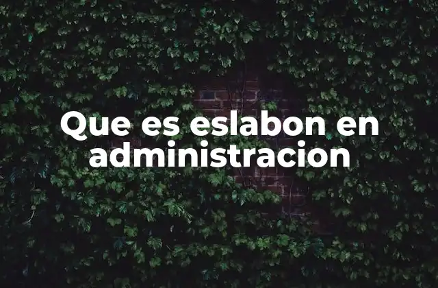 Que es Eslabon en Administracion