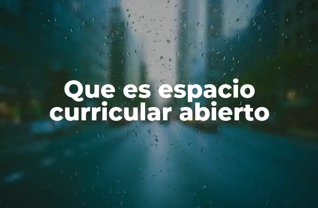 Que es Espacio Curricular Abierto