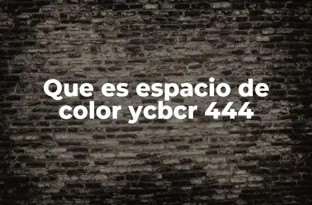 Que es Espacio de Color Ycbcr 444