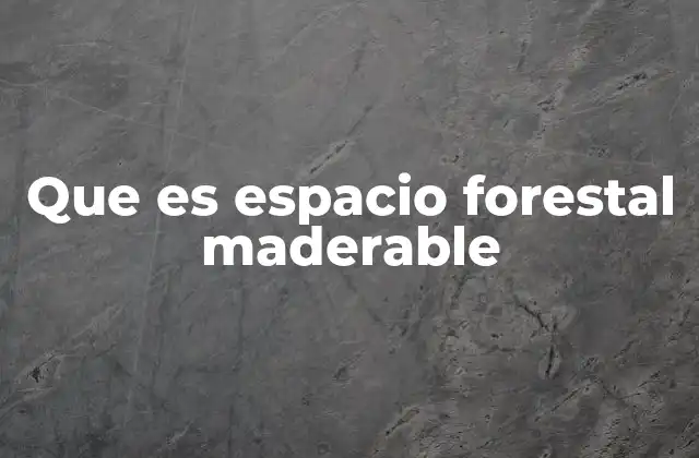 Que es Espacio Forestal Maderable