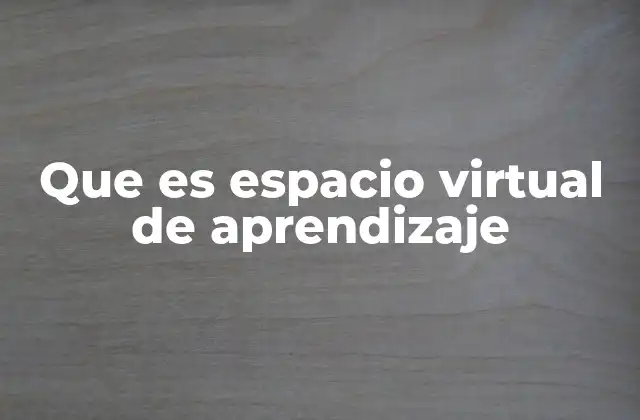 Que es Espacio Virtual de Aprendizaje
