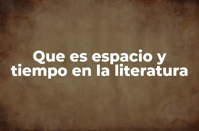 Que es Espacio y Tiempo en la Literatura