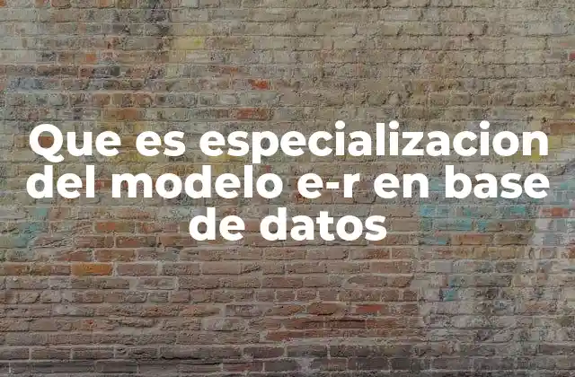 Que es Especializacion Del Modelo E-r en Base de Datos