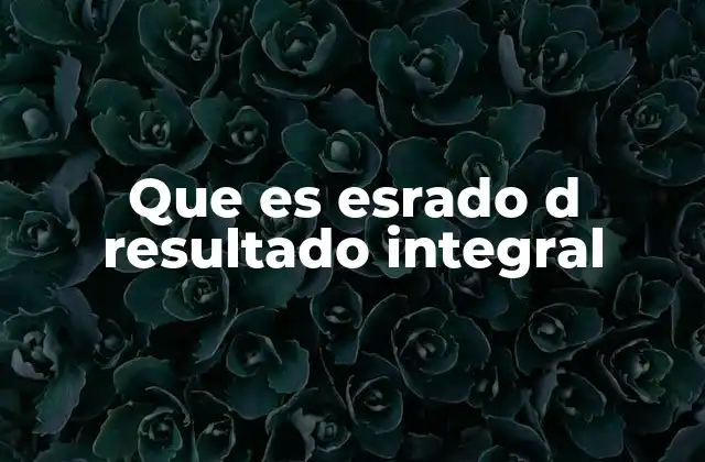 Que es Esrado D Resultado Integral