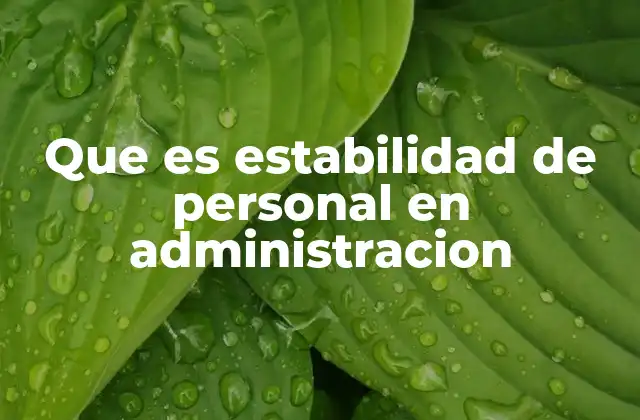Que es Estabilidad de Personal en Administracion