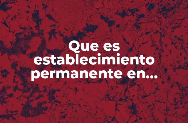 Que es Establecimiento Permanente en Contabilidad