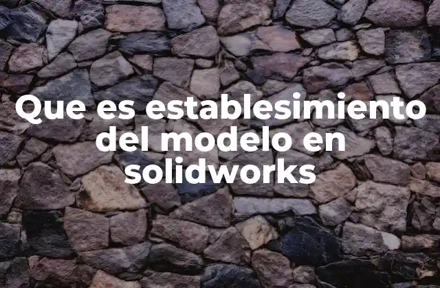 Que es Establesimiento Del Modelo en Solidworks