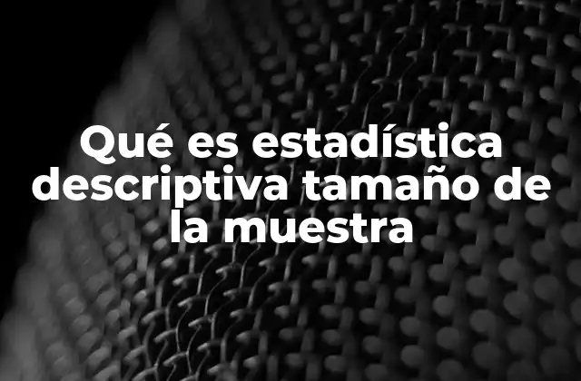 Qué es Estadística Descriptiva Tamaño de la Muestra