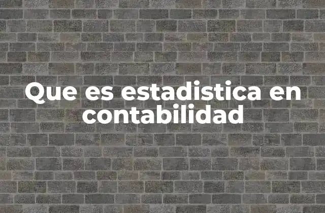 Que es Estadistica en Contabilidad