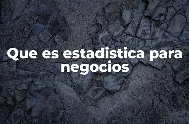 Que es Estadistica para Negocios