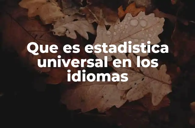 Que es Estadistica Universal en los Idiomas