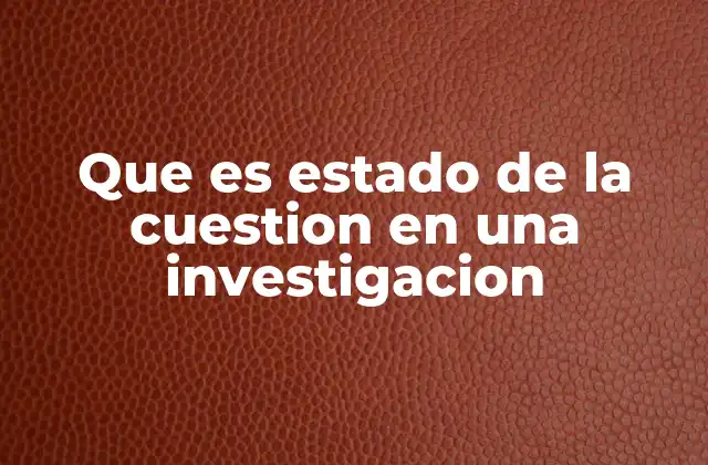 Que es Estado de la Cuestion en una Investigacion