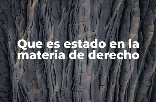 Que es Estado en la Materia de Derecho