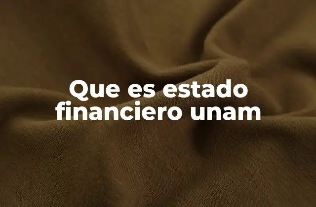 Que es Estado Financiero Unam