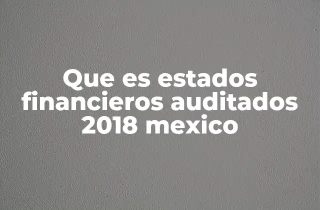 Que es Estados Financieros Auditados 2018 Mexico