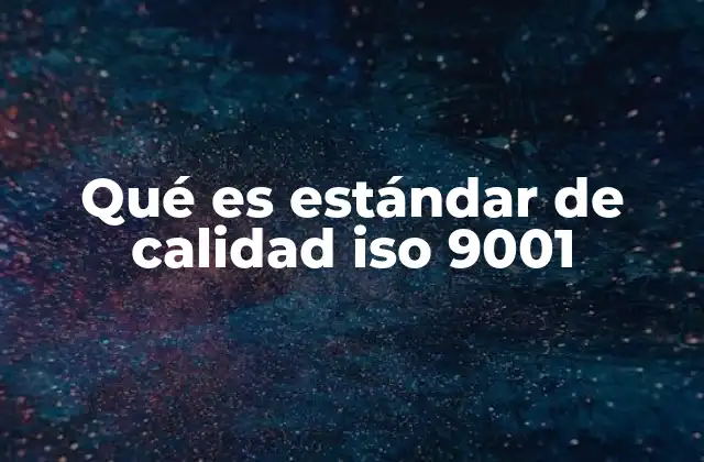 Qué es Estándar de Calidad Iso 9001