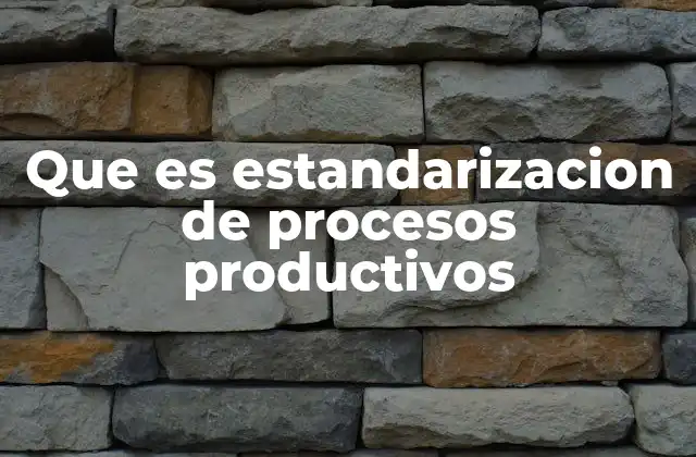 Que es Estandarizacion de Procesos Productivos