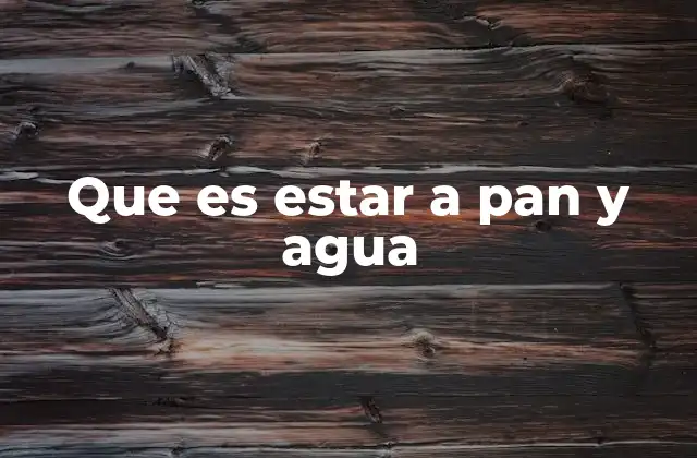 Que es Estar a Pan y Agua 2 La expresión como reflejo de realidades cotidianas
